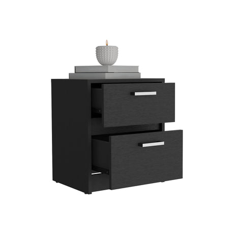 Mesa de Noche Wengue 40x46.5cm con Dos Cajones - MESAS DE NOCHE | Bylmo
