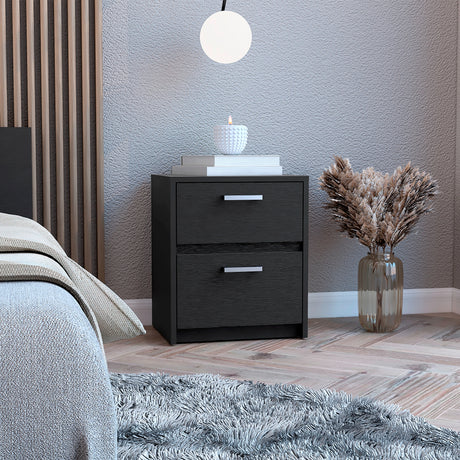 Mesa de Noche Wengue 40x46.5cm con Dos Cajones - MESAS DE NOCHE | Bylmo