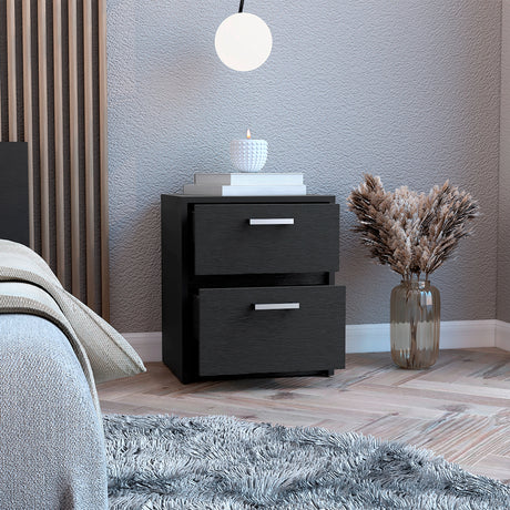 Mesa de Noche Wengue 40x46.5cm con Dos Cajones - MESAS DE NOCHE | Bylmo