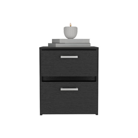 Mesa de Noche Wengue 40x46.5cm con Dos Cajones - MESAS DE NOCHE | Bylmo