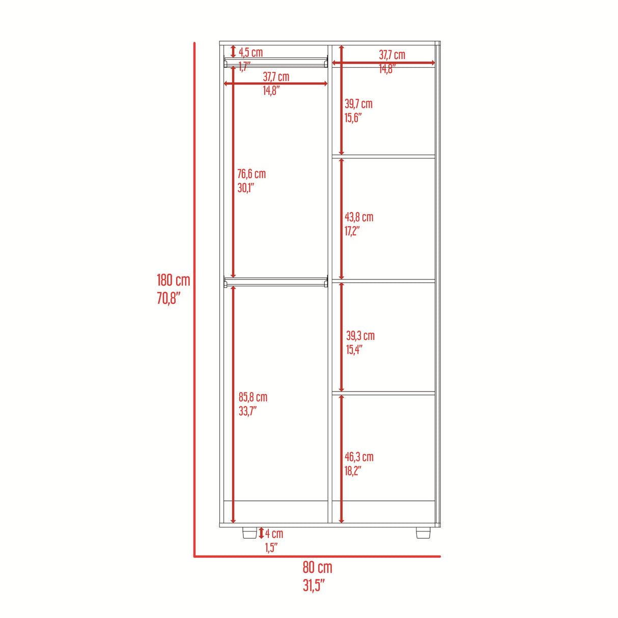 Closet Tera Wengue 80x180cm con Dos Puertas - CLOSETS | Bylmo