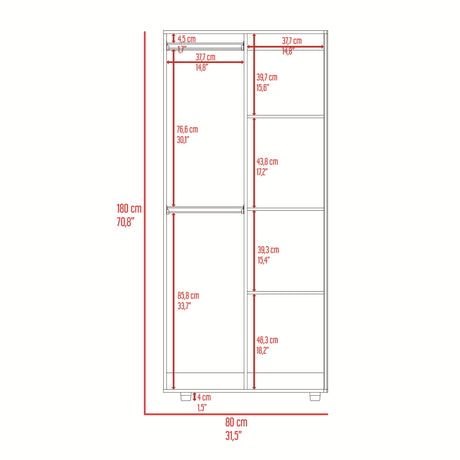Closet Tera Wengue 80x180cm con Dos Puertas - CLOSETS | Bylmo