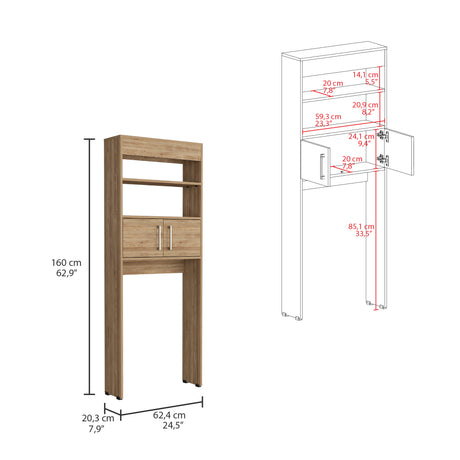 Ahorrador de Espacio para Baño Madrid Miel 62.4x160cm sin Cajones y con Un Entrepaño - OTROS MUEBLES PARA BANHO | Bylmo