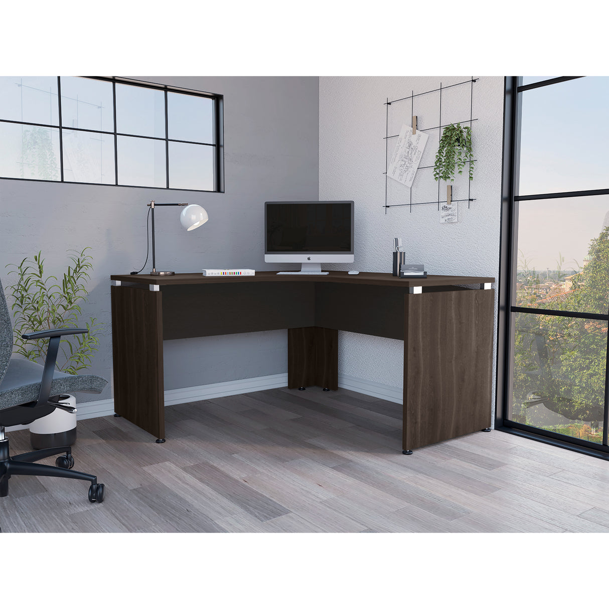 Escritorio en L Home Office Milan y Wengue 140x75cm sin Cajones - ESCRITORIOS | Bylmo