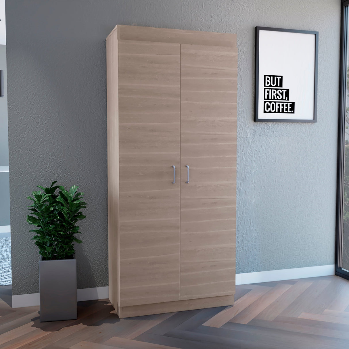 Alacena Varese Ceniza 70x161cm con Dos Puertas - Alacenas y Muebles Microondas | Bylmo