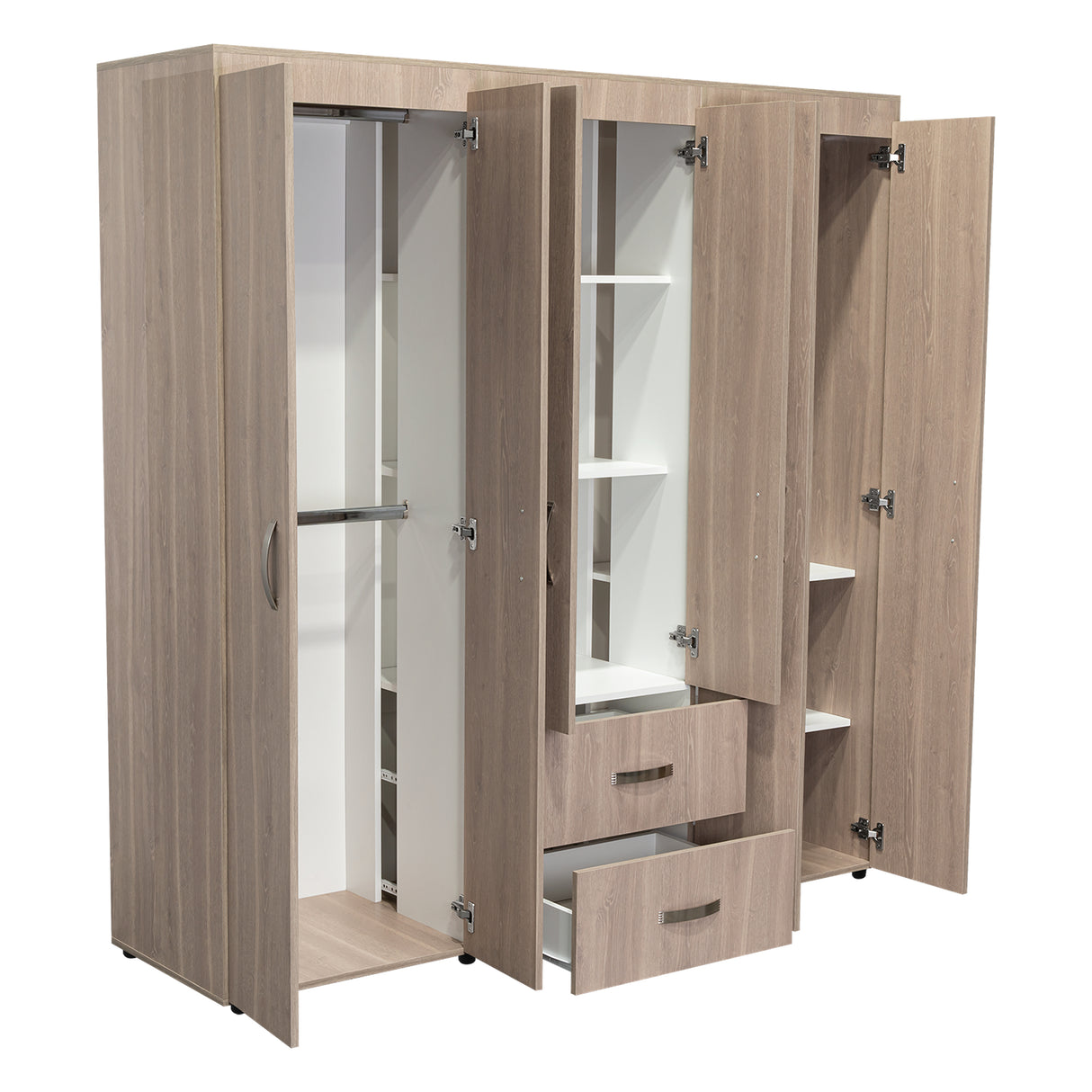 Closet Bariloche Blanco Positano 170.3x180cm con Seis Puertas y con Dos Cajones - CLOSETS | Bylmo