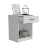 Mesa de Noche Eco Blanco 42.4x55.2cm con Un Cajón y con Un Compartimiento - MESAS DE NOCHE | Bylmo