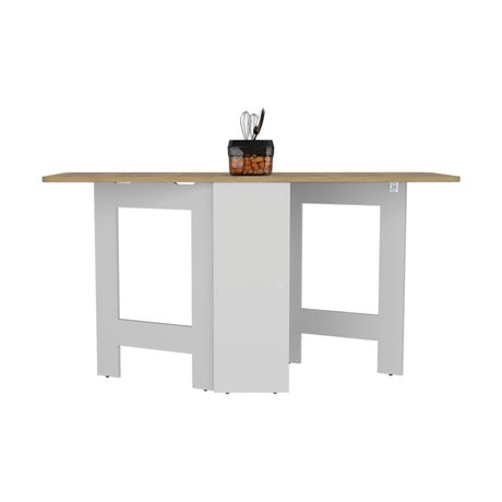 Mesa Auxiliar de Cocina Gateleg Blanco y Macadamia 60x78.6cm Plegable de Seis Puestos sin Sillas - MESAS AUXILIARES | Bylmo