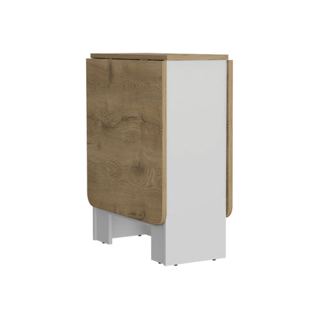 Mesa Auxiliar de Cocina Gateleg Blanco y Macadamia 60x78.6cm Plegable de Seis Puestos sin Sillas - MESAS AUXILIARES | Bylmo