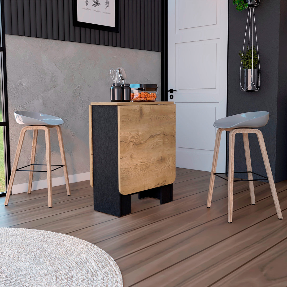 Mesa Auxiliar de Cocina Gateleg Wengue y Macadamia 60x78.6cm Rectangular Plegable de Seis Puestos - MESAS AUXILIARES | Bylmo