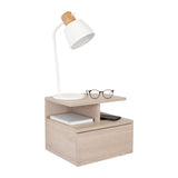 Mesa de Noche Flotante Ceniza 36x30cm con Un Cajón y con Dos Compartimientos - Mesas de Noche | Bylmo