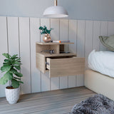 Mesa de Noche Flotante Ceniza 36x30cm con Un Cajón y con Dos Compartimientos - Mesas de Noche | Bylmo