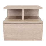 Mesa de Noche Flotante Ceniza 36x30cm con Un Cajón y con Dos Compartimientos - Mesas de Noche | Bylmo