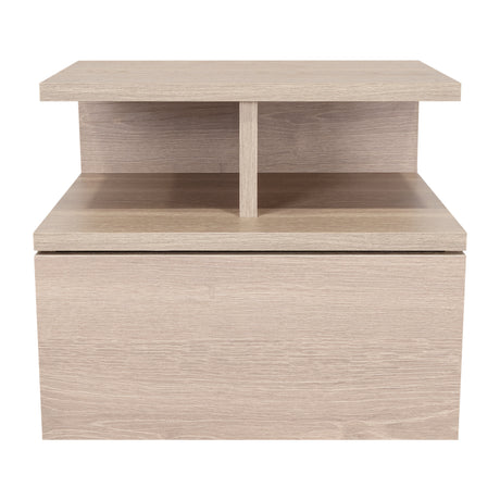 Mesa de Noche Flotante Ceniza 36x30cm con Un Cajón y con Dos Compartimientos - Mesas de Noche | Bylmo