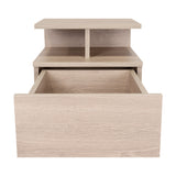 Mesa de Noche Flotante Ceniza 36x30cm con Un Cajón y con Dos Compartimientos - Mesas de Noche | Bylmo