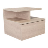 Mesa de Noche Flotante Ceniza 36x30cm con Un Cajón y con Dos Compartimientos - Mesas de Noche | Bylmo