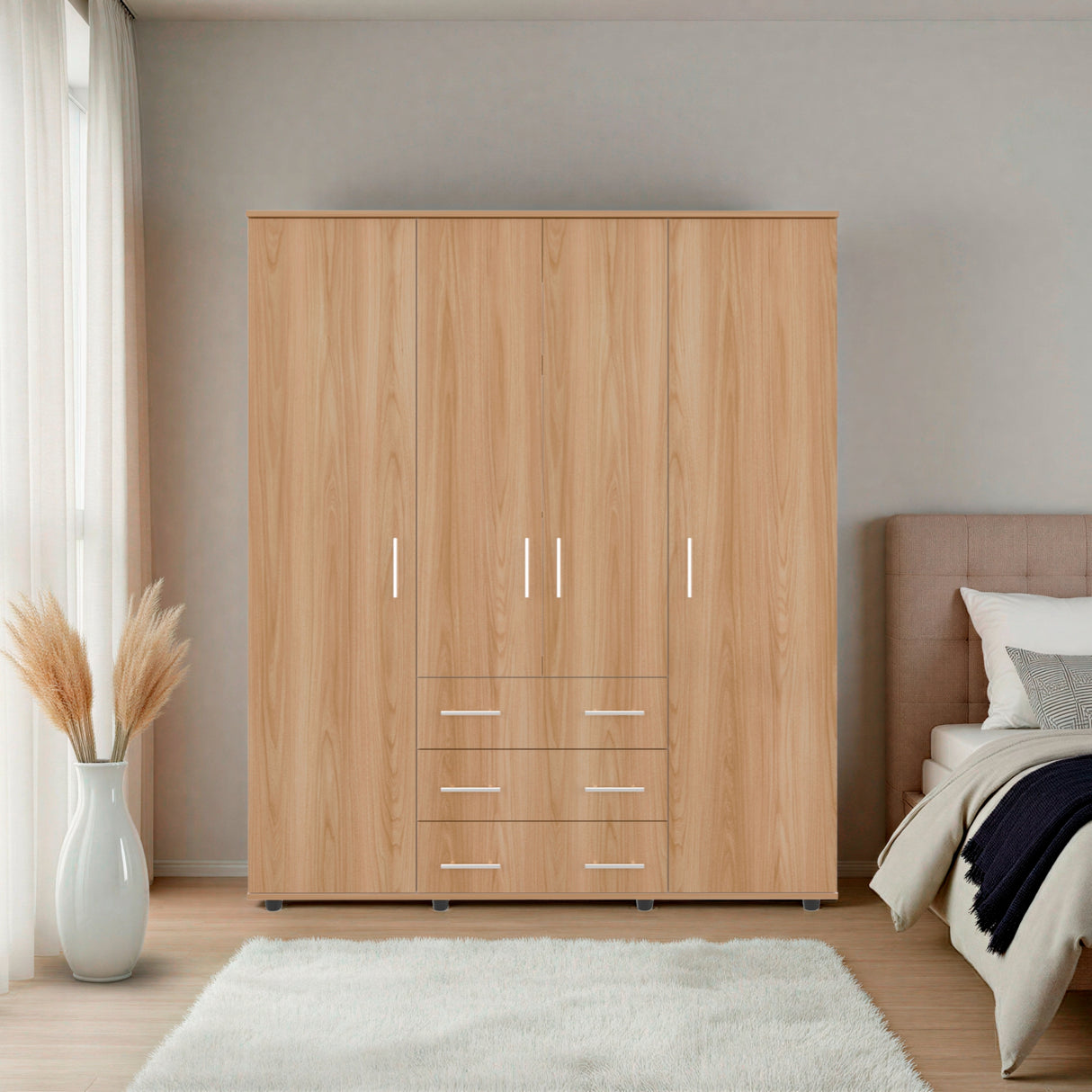 Closet Fontan Duna y Blanco 150x179cm con Cuatro Puertas y con Tres Cajones - CLOSETS | Bylmo