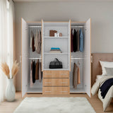 Closet Fontan Duna y Blanco 150x179cm con Cuatro Puertas y con Tres Cajones - CLOSETS | Bylmo