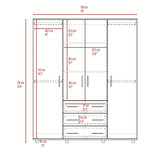 Closet Fontan Duna y Blanco 150x179cm con Cuatro Puertas y con Tres Cajones - CLOSETS | Bylmo