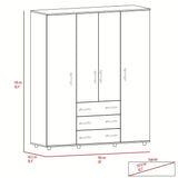 Closet Fontan Duna y Blanco 150x179cm con Cuatro Puertas y con Tres Cajones - CLOSETS | Bylmo