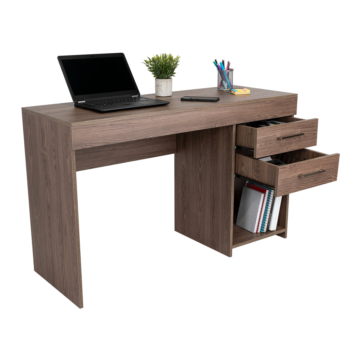 Escritorio Ibare Milan 120 cm con Dos Cajones y Entrepaños - Escritorios | Bylmo