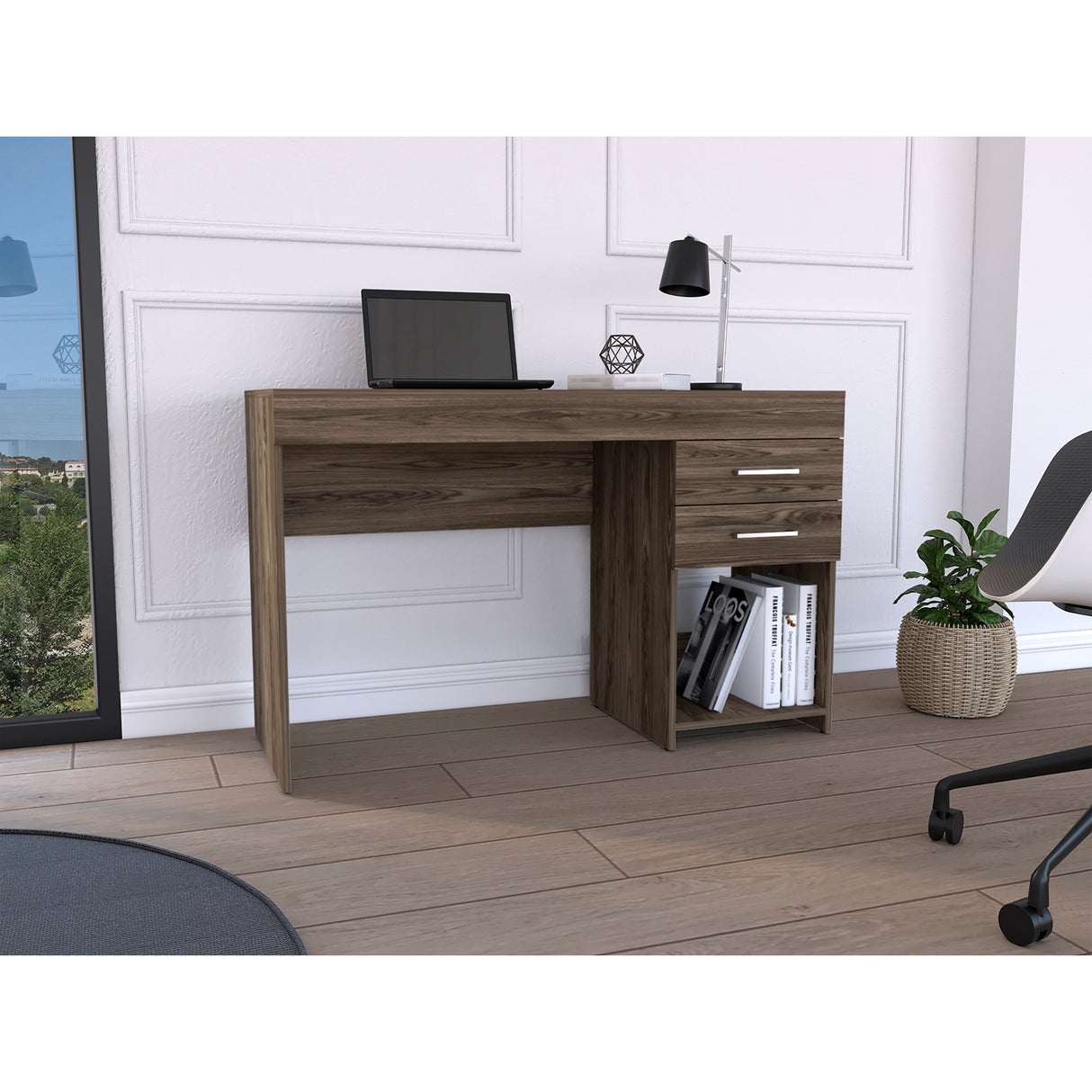 Escritorio Ibare Milan 120 cm con Dos Cajones y Entrepaños - Escritorios | Bylmo