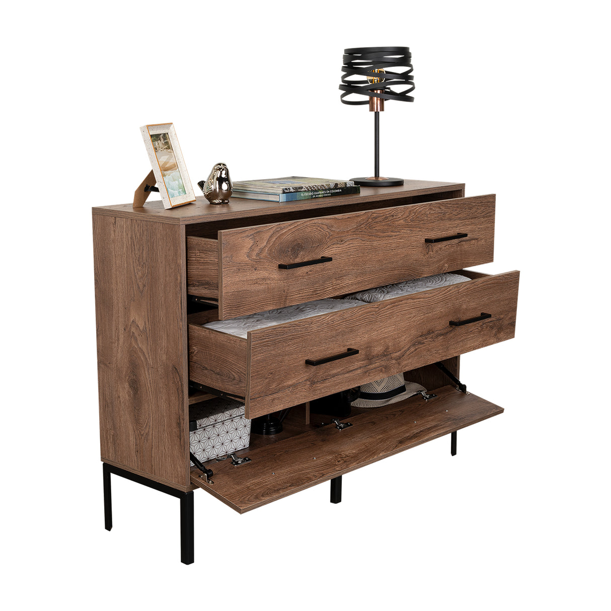 Cómoda Doble Soho S Bellota 120 cm con Dos Cajones y Una Puerta - Cajoneras y Comodas | Bylmo