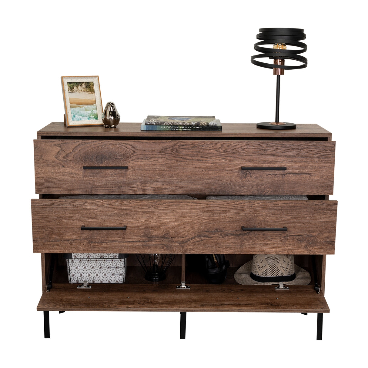 Cómoda Doble Soho S Bellota 120 cm con Dos Cajones y Una Puerta - Cajoneras y Comodas | Bylmo