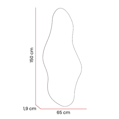 Espejo de Pared Aries Plateado 65x150cm Asimetrico sin Marco - Espejos Decorativos | Bylmo