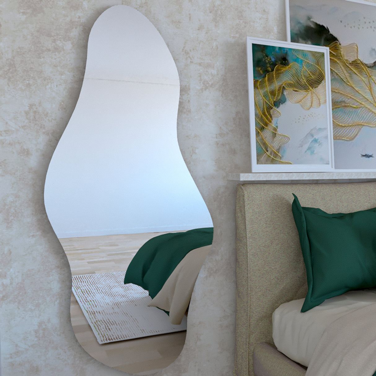 Espejo de Pared Aries Plateado 65x150cm Asimetrico sin Marco - Espejos Decorativos | Bylmo