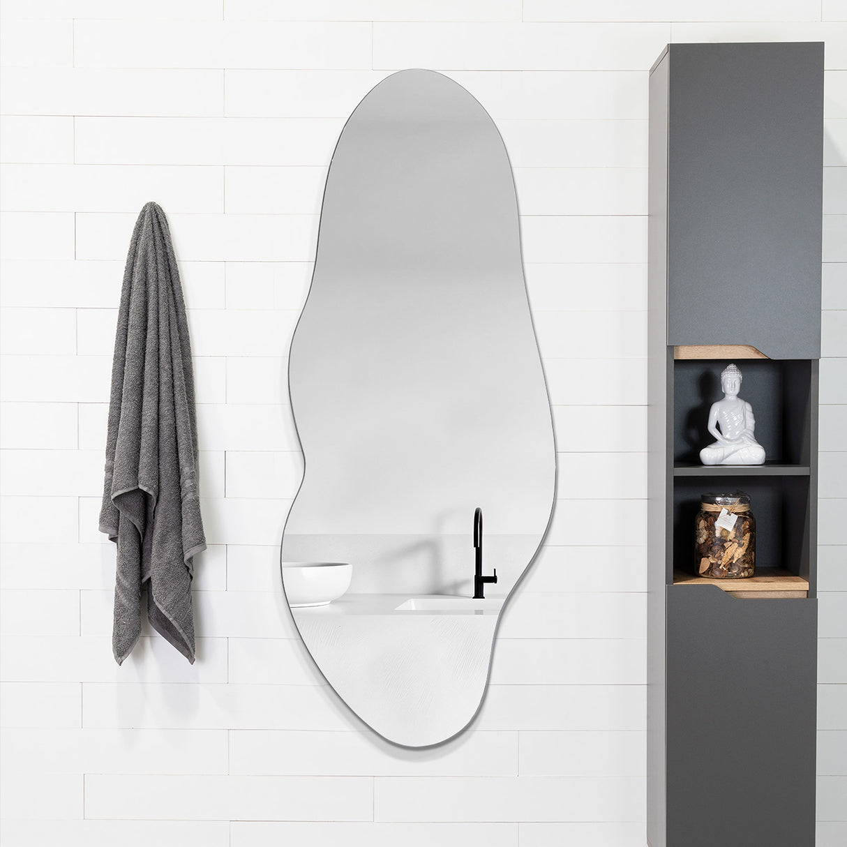 Espejo de Pared Blue Plateado 150x60cm Asimetrico sin Marco - Espejos Decorativos | Bylmo