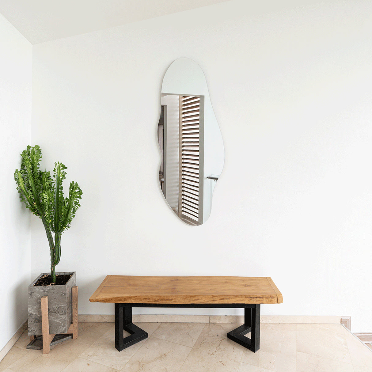 Espejo de Pared Blue Plateado 150x60cm Asimetrico sin Marco - Espejos Decorativos | Bylmo