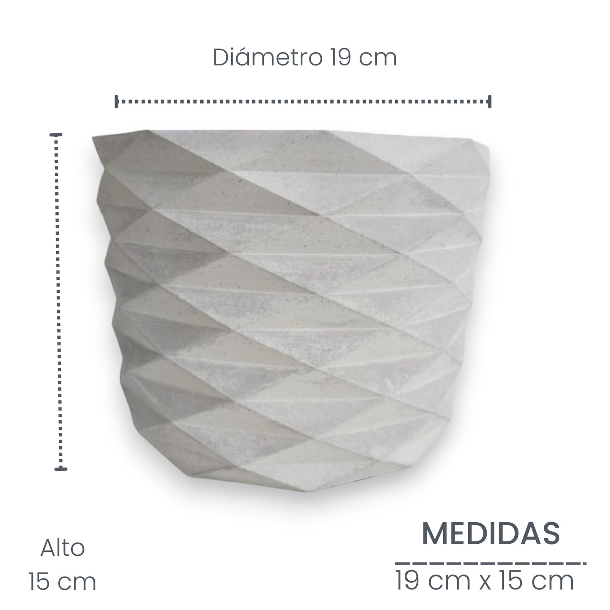 Matera de mesa Carlota Gris 19x15cm de Cemento Circular de 4.3 Litros - Jardineria | Bylmo