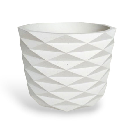 Matera de mesa Carlota Blanco 19x15cm de Cemento Circular de 4.3 Litros - Jardineria | Bylmo