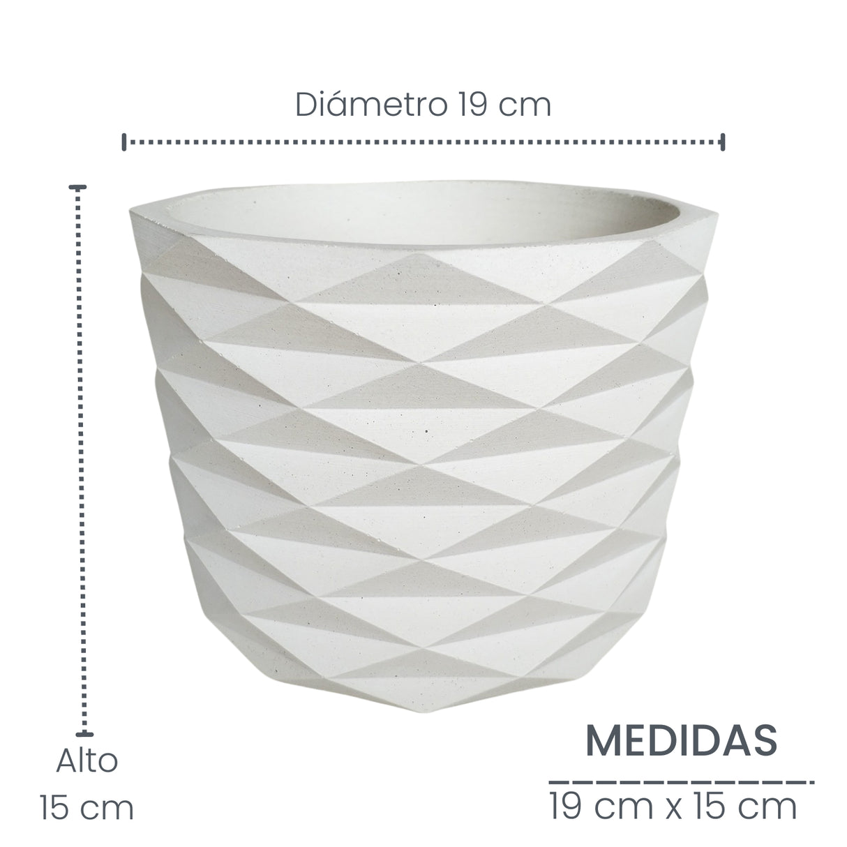 Matera de mesa Carlota Blanco 19x15cm de Cemento Circular de 4.3 Litros - Jardineria | Bylmo