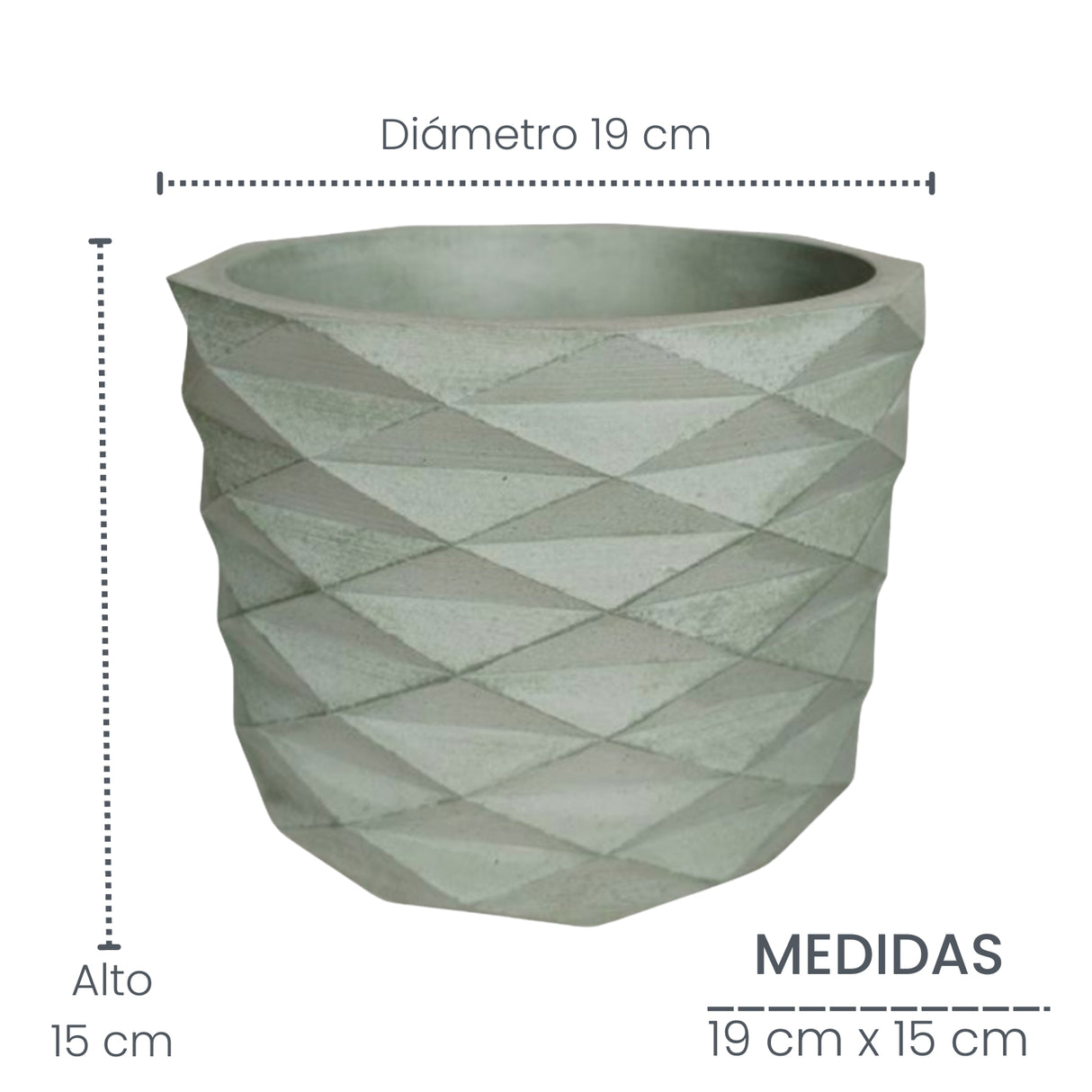 Matera de mesa Carlota Verde Oliva 19x15cm de Cemento Circular de 4.3 Litros - Jardineria | Bylmo