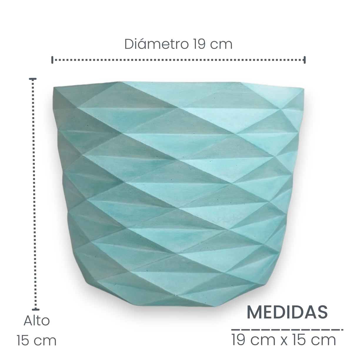 Matera de mesa Carlota Aguamarina 19x15cm de Cemento Circular de 4.3 Litros - Jardineria | Bylmo
