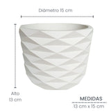 Matera de mesa Carlota Petty Blanco 15x13cm de Cemento Circular de 2.3 Litros - Jardineria | Bylmo