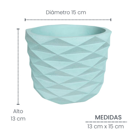 Matera de mesa Carlota Petty Aguamarina 15x13cm de Cemento Circular de 2.3 Litros - Jardineria | Bylmo