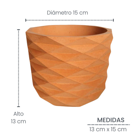 Matera de mesa Carlota Petty Terracota 15x13cm de Cemento Circular de 2.3 Litros - Jardineria | Bylmo