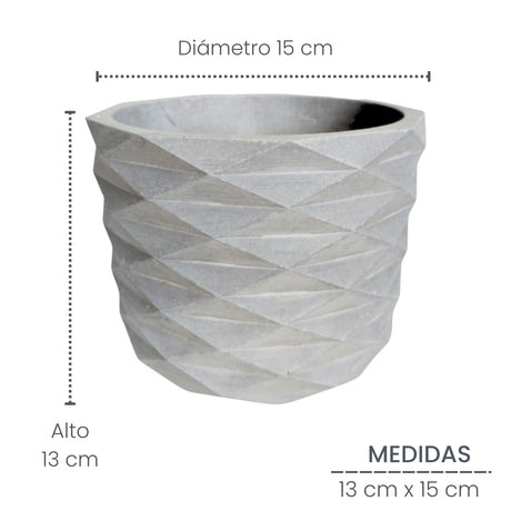 Matera de mesa Carlota Petty Gris 15x13cm de Cemento Circular de 2.3 Litros - Jardineria | Bylmo