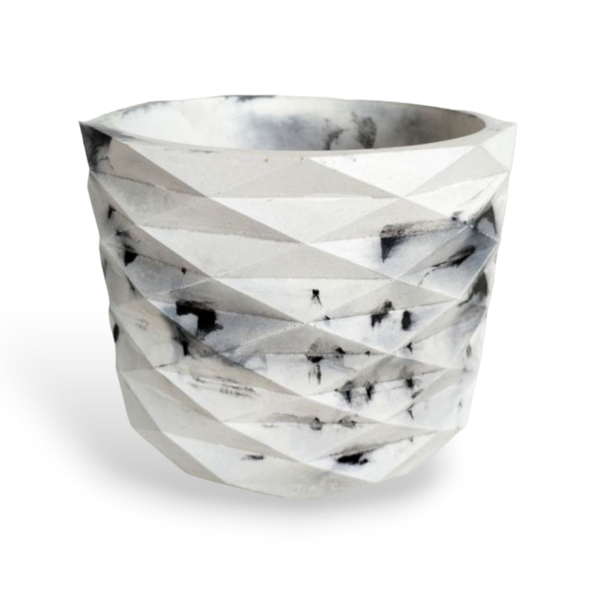 Matera de mesa Carlota Petty Mármol Negro 15x13cm de Cemento Circular de 2.3 Litros - Jardineria | Bylmo