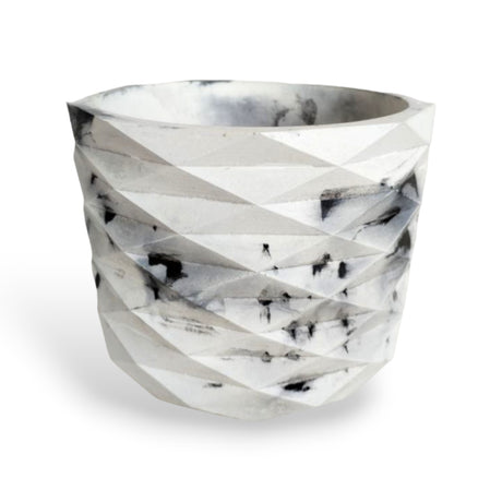 Matera de mesa Carlota Petty Mármol Negro 15x13cm de Cemento Circular de 2.3 Litros - Jardineria | Bylmo