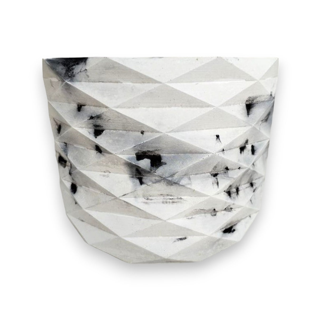 Matera de mesa Carlota Petty Mármol Negro 15x13cm de Cemento Circular de 2.3 Litros - Jardineria | Bylmo