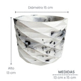 Matera de mesa Carlota Petty Mármol Negro 15x13cm de Cemento Circular de 2.3 Litros - Jardineria | Bylmo