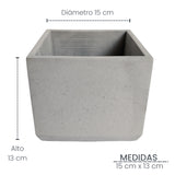 Matera de mesa Eloisa Gris 15x15cm de Cemento Cuadrado de 3.4 Litros - Jardineria | Bylmo