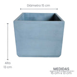 Matera de mesa Eloisa Azul Petróleo 15x15cm de Cemento Cuadrado de 3.4 Litros - Jardineria | Bylmo