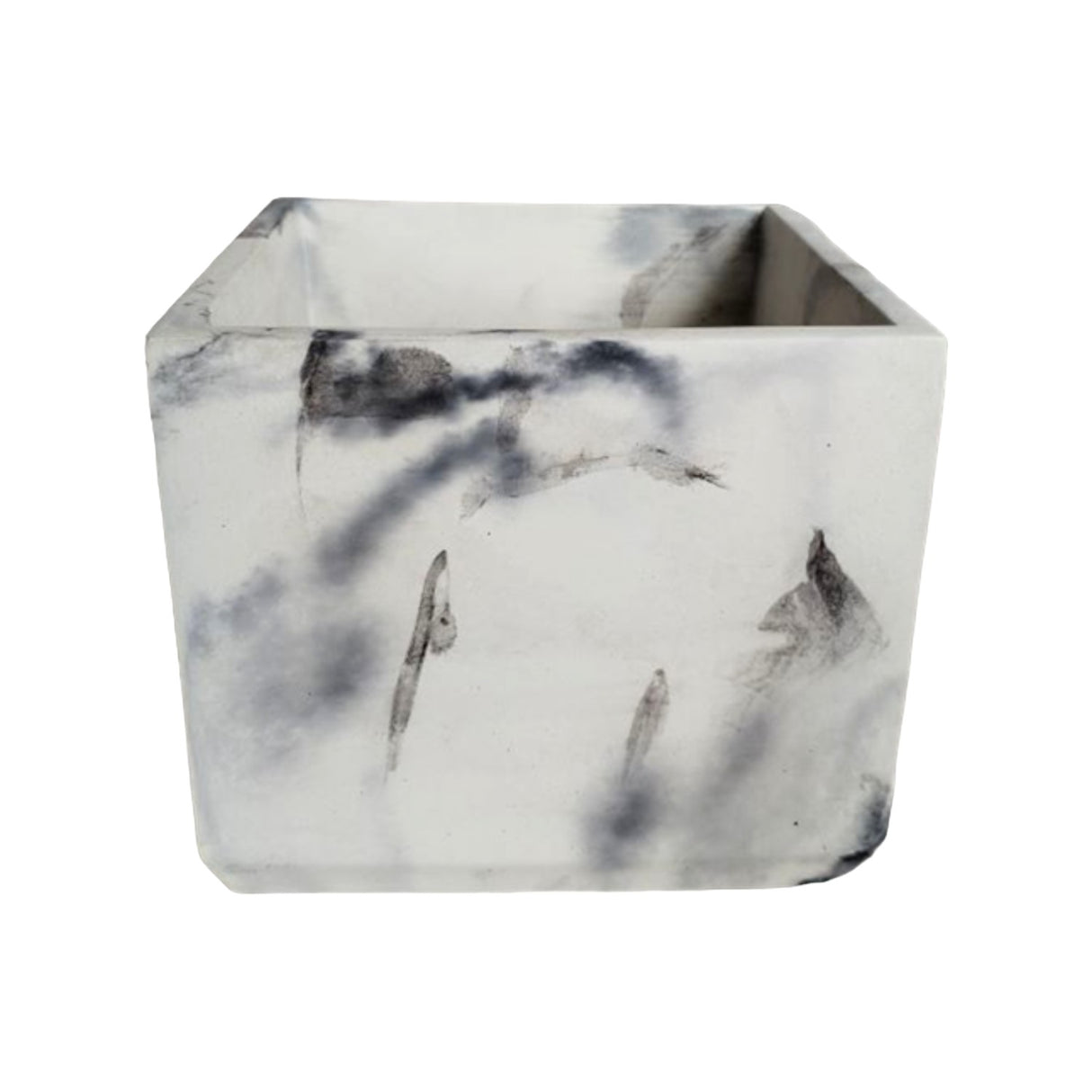 Matera de mesa Eloisa Mármol Negro 15x15cm de Cemento Cuadrado de 3.4 Litros - Jardineria | Bylmo