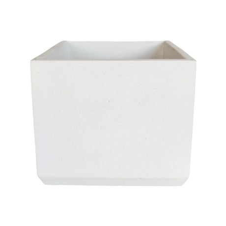 Matera de mesa Eloisa Blanco 15x15cm de Cemento Cuadrado de 3.4 Litros - Jardineria | Bylmo