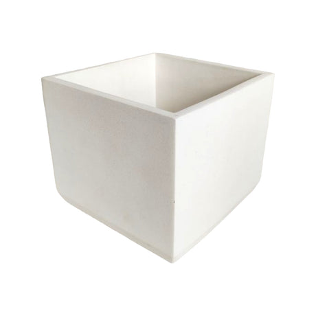 Matera de mesa Eloisa Blanco 15x15cm de Cemento Cuadrado de 3.4 Litros - Jardineria | Bylmo